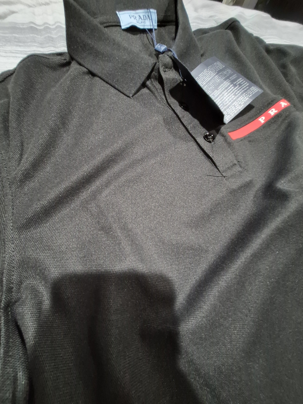 Prada Black Polo Shirt with Red Logo Accent - Picture 7 of 9